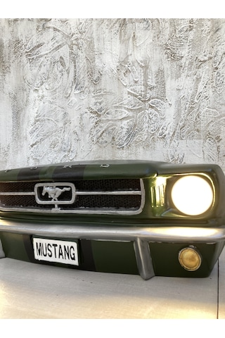 Işıklı Mustang Duvar Obje Araba ,haki