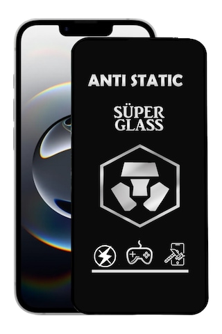 İphone 16e Uyumlu Anti Static Toz Tutmayan Çerçeveli Temperli Ekran Koruyucu Cam