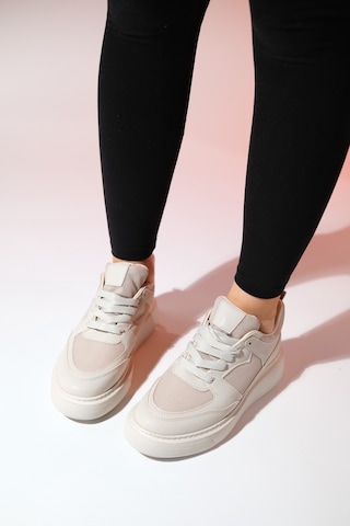 Luvishoes Pure Bej Cilt Kadın Spor Ayakkabı Bej