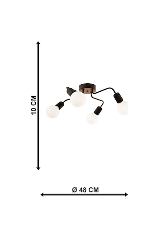 Ahtapot Modern Siyah Avize 4'Lü