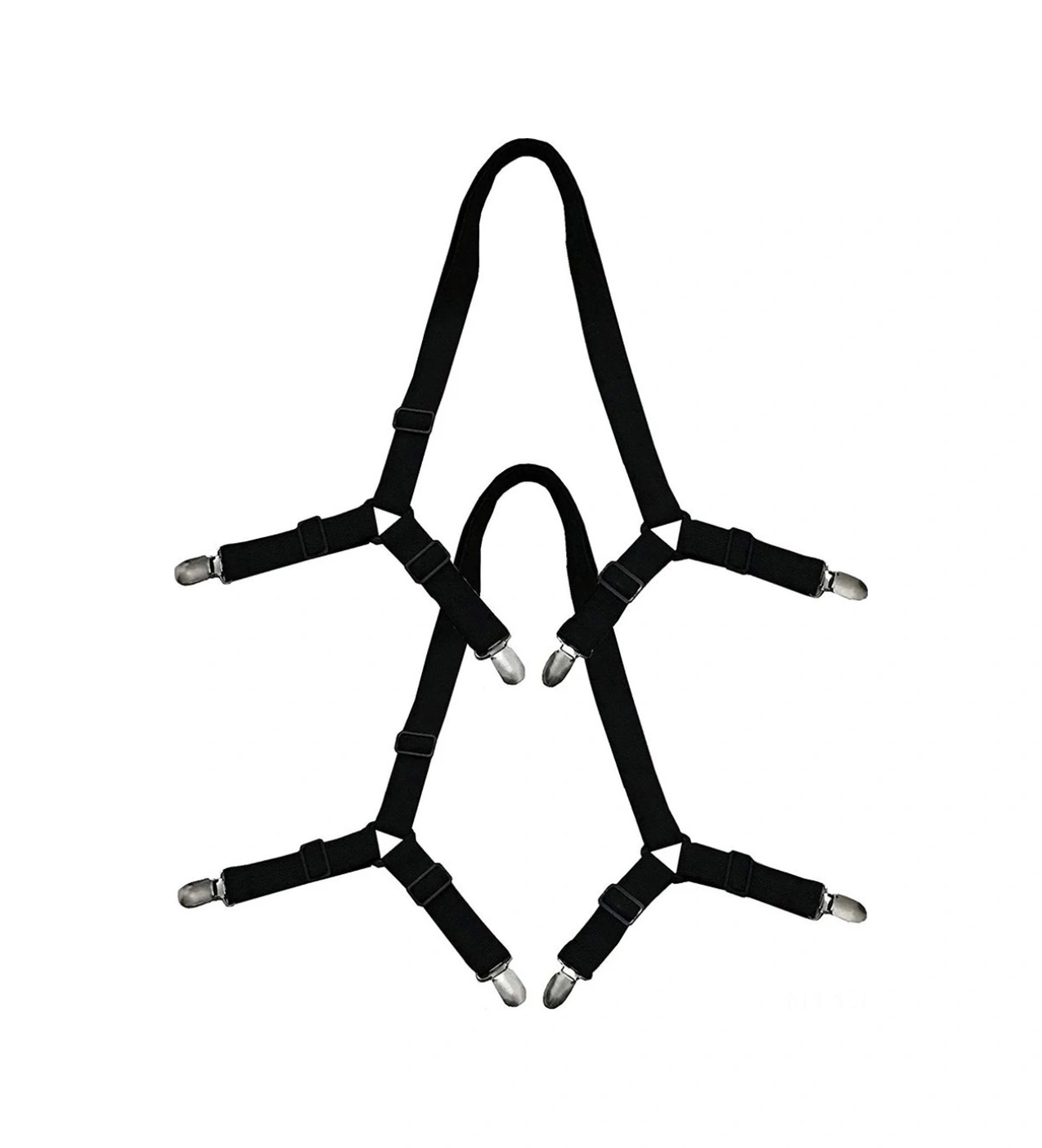 Qingmipy Ev İçin Çiftli Siyah Çarpraz Desenli Özelleştirilebilir Çarşaf Sabitleyici, Elastik Kumaşlı Dayanıklı Yatak Çarşafı Tutucu Siyah