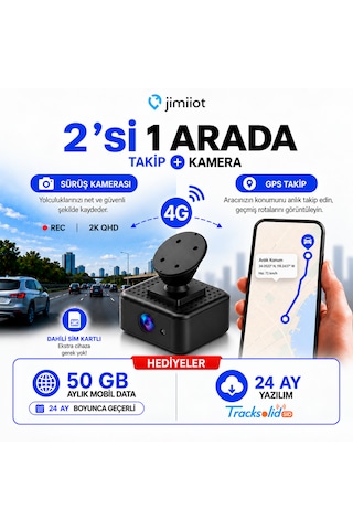 Jimiıot Jc182 4g + Aylık 50 Gb Sım Kart Dahil Araç Kamerası Ve Canlı Takip Sistemi