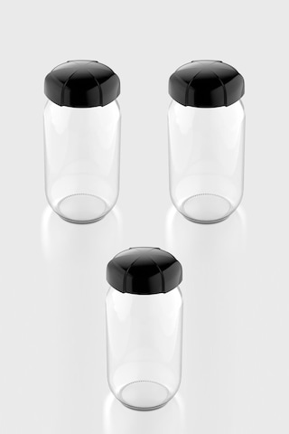 Renga Rhea 1000 Ml Siyah Kapaklı 3'lü Cam Kavanoz Seti 131012 Siyah