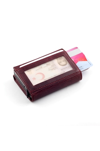 Ancora Leather Crazy Hakiki Deri Erkek Cüzdanı Mekanizmalı Bordo