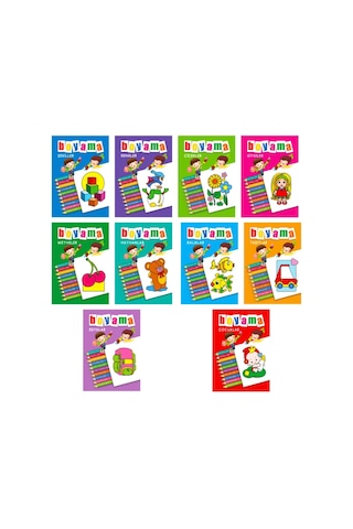 Boyama Kitabı Renkler,şekiller 10 Kitap