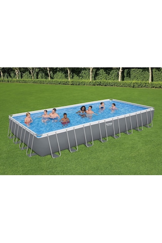 Bestway 56623 Power Steel Prefabrik Dikdörtgen Yer Üstü Havuz Seti 9,56 M X 4,88 M X 1,32 M