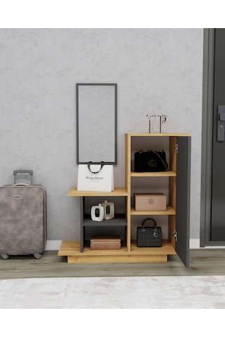 Arnetti Asia Kapaklı Dolaplı Aynalı Dresuar, Safirmeşe Antrasit - Asia Antrasit - Safirmeşe