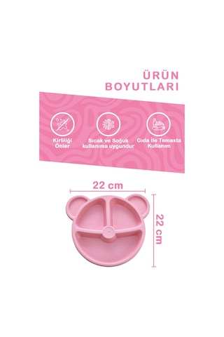 Mithra Life 3 Bölmeli Pembe Bebek Çocuk Yemek Mama Tabağı Mıt1114 Pembe