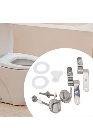 Pazly Suntek Tuvalet Kapağı Menteşe Armatür Seti - Açık Gümüş Renk Gümüş