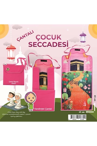 Çantaya Dönüşen Katlanabilir Çocuk Seccadesi - Pembe Pembe