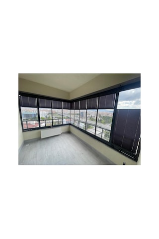 Hanedizaynn Katlanabilir Cam Balkon Plise Perde Beyaz Vidalı Montaj Beyaz Hanevidalı
