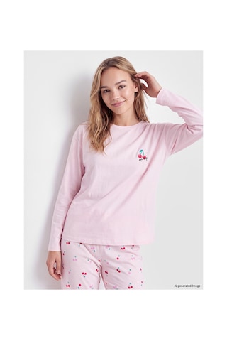 Lcw Young Pembe Kiraz Desenli Kadın Pijama Takım