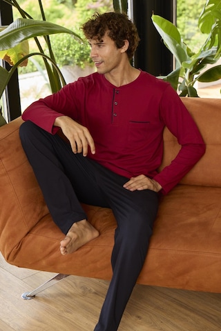 Kly 9250 Erkek Dört Mevsim Midi Yaka Uzun Kollu Pijama Takım Bordo