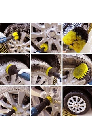 Matkap Ucuna Takılan 3'lü Fırça Temizlik Seti