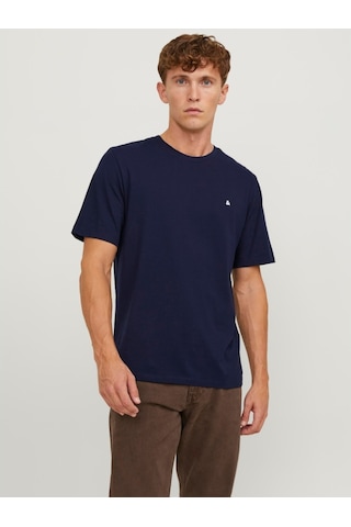 Jack & Jones Jack&jones Paulos Erkek Lacivert Yuvarlak Yaka Tişört 12245087-NVY Lacivert