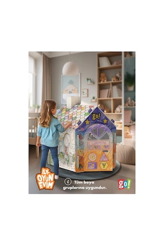 İlk Oyun Evim Xxl Boy Dayanıklı Karton Boyama Aktivite Evi Boyanabilir Karton Çadır Boyama Evi Karışık