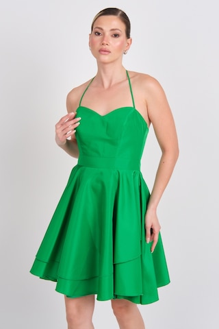 Saygın Kadın Boyundan Bağlamalı Kalp Yaka Mini Abiye Elbise 5621 Benetton Benetton