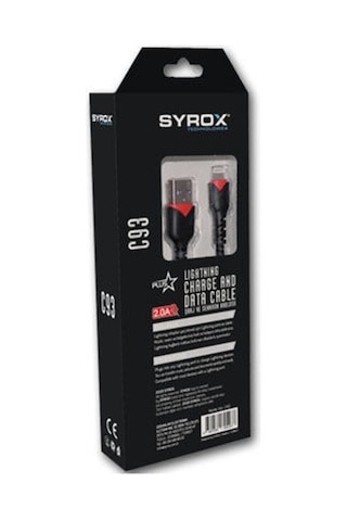 Syrox C93 Örgü Lightning 2 Amper Hızlı Şarj Ve Data Kablo - 1 Mt