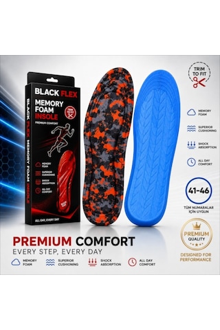 Perfect Fit Ark Destekli Gri Army Erkek Memory Foam Darbe Emici Hafızalı İç Tabanlık 41-46 Numaraya Göre Kolay Kesilebilir