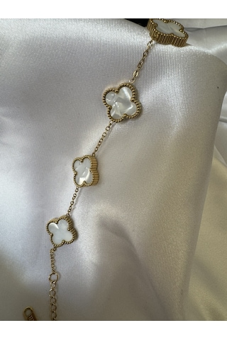 Yonca Beyaz Çelik Bileklik Gold