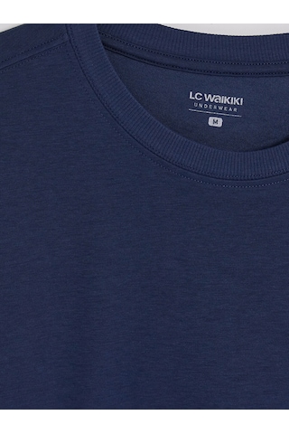 LC Waikiki Lc Waıkıkı İndigo Bisiklet Yaka Erkek Pijama Üst Indigo