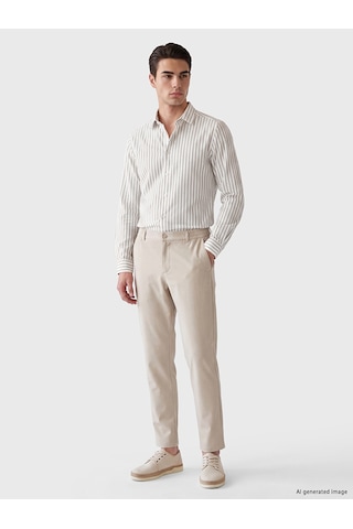 Lcw Busıness Kahverengi Slim Fit Çizgili Erkek Gömlek