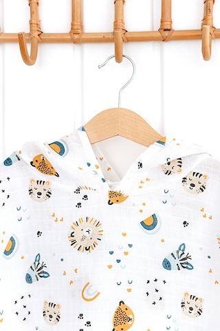 Esti Baby Kapşonlu Müslin Panço %100 Pamuk Bebek / Çocuk Plaj Havlusu / Bornozu Zebra