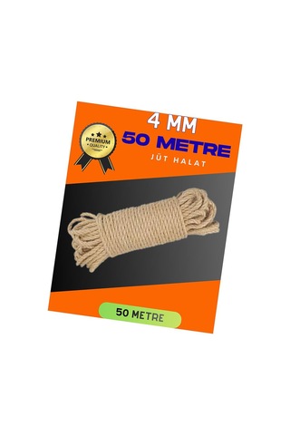 4 Mm 50 Metre Jüt Halat Dekoratif Hasır İp Urgan Süs Evimdeyokyok