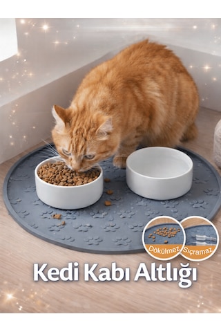 Beylini Kedi Köpek Mama Kabı Altlığı Kaymaz Su Geçirmez Beslenme Paspası Kolay Temizlenir Mama Su Altlığı