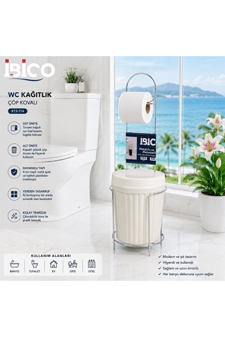 Krt Wc Kağıtlık Metal Krom Ayaklı Plastik Çöp Kovası- 10'li Paket