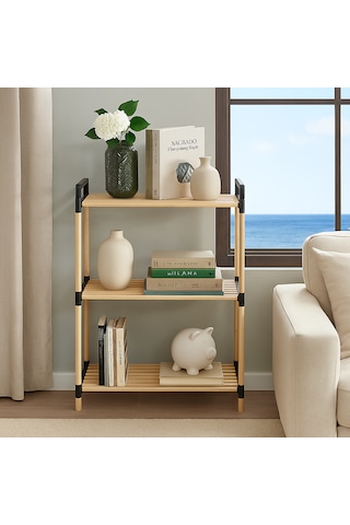 Nr01 Ahşap Raf 3 Katlı 1.kalite Masif Çam Salon Banyo Ofis Ahşap