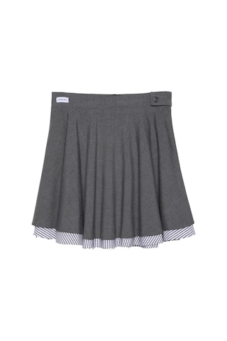 Olla Collection Kumaş Match Detaylı Volanlı Mini Etek Koyu Gri Gri