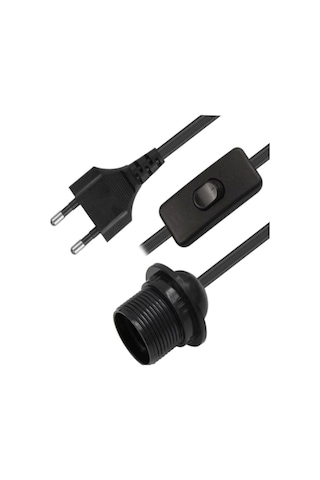 Arapuarlı Aç Kapa Anahtarlı Fişli Kablo Duy 2 Metre Siyah 1656