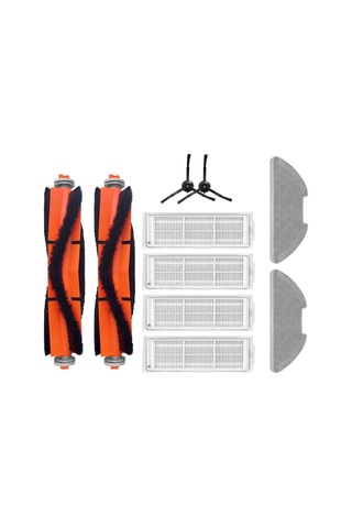 Robotyedek Mop 2 Pro Siyah Mjst1shw Uyumlu Yedek Fırça Filtre Mop Seti-10 Parça Standart