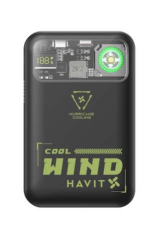 Havit Pb5232 10000mah Manyetik Magsafe Powerbank - 20w Hızlı Şarj Soğutma Fanlı Siyah
