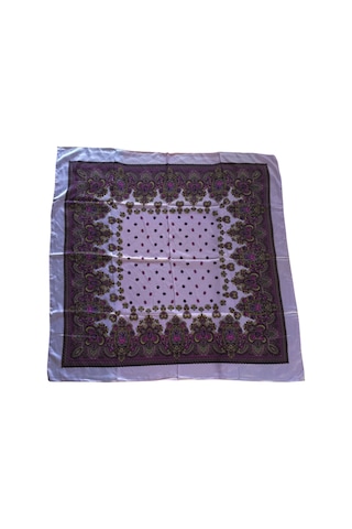Tikitonki Yumuşak Dokulu Etnik Desenli Saten Lila Eşarp - 90x90 Lila Lila