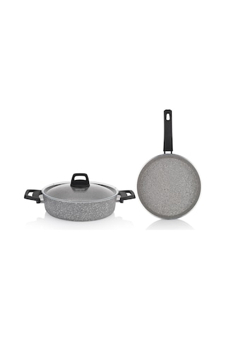 Schafer Eternal Basık Tencere 26Cm+Tava 26Cm-2 Li Set-Gri