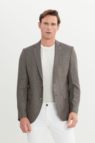 AC&Co / Altınyıldız Classics Erkek Kahverengı Slim Fit Dar Kesim Mono Yaka Armürlü Ceket Kahverengi