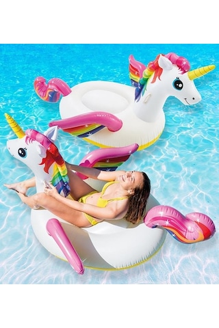 İntex Unicorn Tek Boynuzlu At Şişme Binici Unicorn At Binici Bot 201 x 140 x 97 CM Çok Renkli