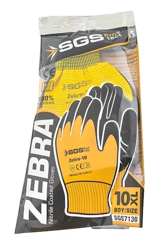 Sgs Zebra 10 Nitril Kaplı Örme Eldiven