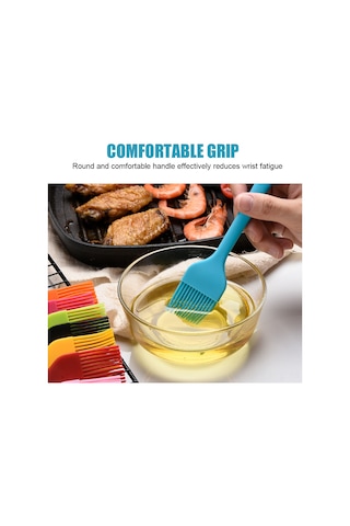 Xindoker Yemek Grade Silikon Yağlı Fırça - Isı Dayanıklı, Ergonomik Kollu, Etrafı Kaplayan Tüylerle - Barbekü, Pastane, Marinasyon İçin Çok Renkli