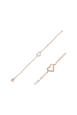 Blackcraft 925 Ayar Gümüş Rose Kalp Kadın Bileklik Bc-3cc0f8 Renkli