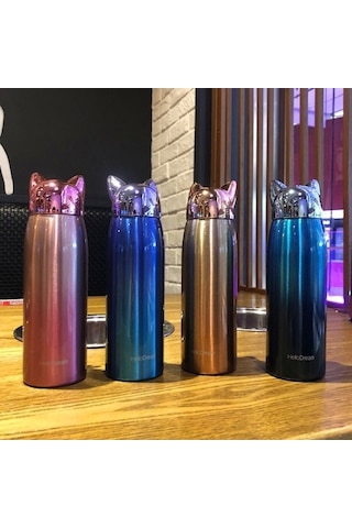 Novahub 300ml Paslanmaz Çelik Kedi Kulaklı Kupa - Taşınabilir Seyahat Kahve/çay-161 Altın Altın