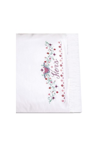 Janlynn Damgalı Kanaviçe Seti, His/hers Gelin Seti Yastık Kılıfı Çifti, Yeşil 50 x 22