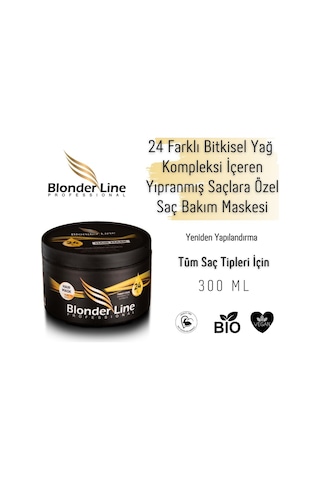 24 Farklı Bitkisel Yağ Içeren Yıpranmış Ve Kırılgan Saçlar Için Onarıcı Saç Bakım Maskesi - 300 Ml