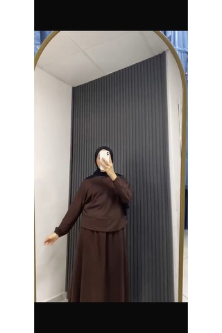 Sarıdağ Modal Tesettür Etek Bluz İkili Takım Gümüş