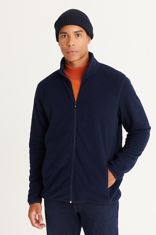 AC&Co / Altınyıldız Classics 4A5221100014LACXL Standart Fit Fermuarlı Bato Yaka Polar Erkek Ceket Lacivert