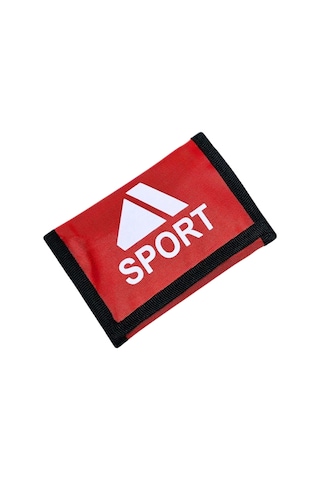 Cırt Cırtlı Kapak Fermuar Para Bölmeli Unisex İnterpeks Kumaş Çocuk Spor Cüzdan Kırmızı