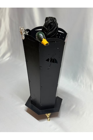 Aless Altın Ayaklı Metal Tasarım Şemsiyelik Siyah