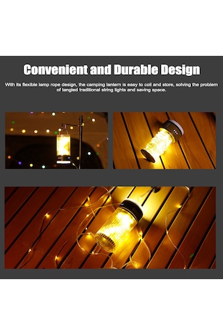 Wezone 10 Metre Ip45 Su Geçirmez Kamp Lambası - 6 Aydınlatma Modu, 1200mah Pil Ve Powerbank Özelliği, Sarı Işık, Kolay Saklama Tekerlekli Işık Şeridi Sarı